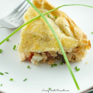 Chicken Ricotta Pie - layers of chicken, veggies and ricotta cheese inside 2 flaky pastries. Very easy to make and perfect for a quick weeknight dinner.